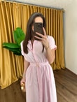 QULOVEYeni GelenlerKendinden Kemerli Pembe Elbise