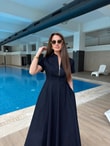 QULOVEYeni GelenlerKısa Fermuarlı Denim Elbise MAVİ