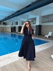 QULOVEYeni GelenlerKısa Fermuarlı Denim Elbise MAVİ