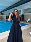 QULOVEYeni GelenlerKısa Fermuarlı Denim Elbise MAVİ