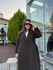QULOVEYeni GelenlerKoyu Haki Kruvaze Yaka Kuşaklı Kaban