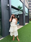 QULOVEYENİ GELENLERKrem Yaka İşleme Detaylı Elbise