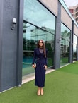 QULOVEYENİ GELENLERLaci Degaje Yaka Dantel Detaylı Kruvaze Elbise