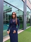 QULOVEYENİ GELENLERLaci Degaje Yaka Dantel Detaylı Kruvaze Elbise