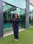 QULOVEYENİ GELENLERLaci Parıltılı Omuz Detaylı Elbise