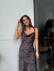 QULOVEYeni GelenlerLeopar Saten Elbise
