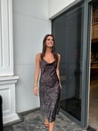 QULOVEYeni GelenlerLeopar Saten Elbise
