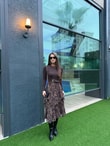 QULOVEYENİ GELENLERLeopar Üzeri Penye Elbise