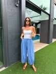 QULOVEYENİ GELENLERMavi Paça Detaylı Bagy Pantolon