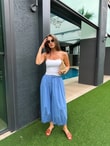 QULOVEYENİ GELENLERMavi Paça Detaylı Bagy Pantolon