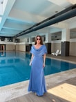 QULOVEYeni GelenlerMavi Premium Saten Elbise