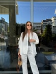 QULOVEYeni GelenlerMODAL KUMAŞ GÖMLEK PANTOLON BEYAZ TAKIM 