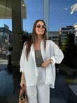 QULOVEYeni GelenlerMODAL KUMAŞ GÖMLEK PANTOLON BEYAZ TAKIM 