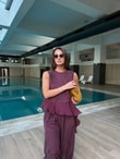 QULOVEYeni GelenlerMürdüm Garnili Bluz Pantolon Takım