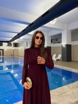 QULOVEYENİ GELENLERMürdüm Işıltılı Drape Detaylı Elbise