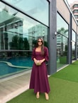 QULOVEYENİ GELENLERMürdüm Korseli Maxi Boy Elbise
