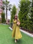 QULOVEYENİ GELENLEROliv Fermuarlı Kemerli Elbise