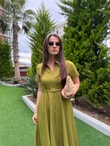 QULOVEYENİ GELENLEROliv Fermuarlı Kemerli Elbise