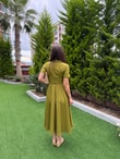 QULOVEYENİ GELENLEROliv Fermuarlı Kemerli Elbise