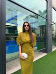 QULOVEYENİ GELENLEROliv Parıltılı İşlemeli Elbise