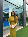 QULOVEYENİ GELENLEROliv Parıltılı İşlemeli Elbise