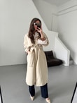 QULOVEYeni GelenlerOversize Kuşaklı Trençkot -Taş