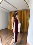 QULOVEYeni GelenlerOysho Bordo Yırtmaçlı Basic Elbise