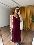QULOVEYeni GelenlerOysho Bordo Yırtmaçlı Basic Elbise