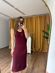 QULOVEYeni GelenlerOysho Bordo Yırtmaçlı Basic Elbise
