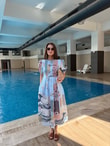 QULOVEYeni GelenlerPatchwork Önü Pileli Keten Elbise