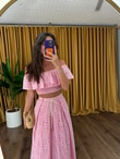 QULOVEYeni GelenlerPembe Gipeli Bluz Etek Takım 