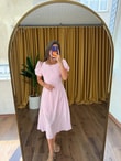 QULOVEYeni GelenlerPembe Göğüs Büzgülü Elbise