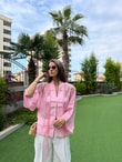 QULOVEYeni GelenlerPembe İp Bağcıklı Gömlek