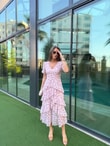 QULOVEYeni GelenlerPembe Puantiyeli Katlı Elbise