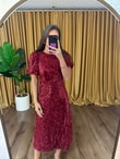 QULOVEYeni GelenlerPulpayet Vatkalı Elbise BORDO
