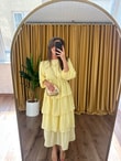 QULOVEYeni GelenlerSarı Eteği Kat Kat Tül Elbise