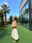 QULOVEYENİ GELENLERSarı Poplin Yelek Etek Takım