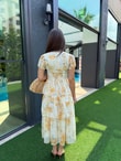 QULOVEYENİ GELENLERSarı Şifon Kat Detaylı Elbise