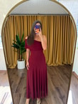 QULOVEYeni GelenlerŞifon Bordo Dinant Elbise