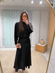 QULOVEYeni GelenlerSiyah Boyundan Bağlamalı Saten Maxi Elbise