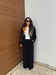 QULOVEYeni GelenlerSiyah Crop Blazer Takım