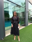 QULOVEYENİ GELENLERSiyah Dantelli Büzgülü Elbise