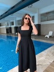 QULOVEYeni GelenlerSiyah Kare Yaka Elbise