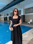 QULOVEYeni GelenlerSiyah Kare Yaka Elbise