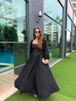 QULOVEYENİ GELENLERSiyah Korseli Maxi Boy Elbise