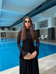 QULOVEYENİ GELENLERSiyah Uzun Kol Dantel Elbise