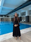 QULOVEYENİ GELENLERSiyah Uzun Kol Dantel Elbise
