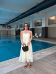 QULOVEYeni GelenlerTereyağ Sarısı Pileli Elbise