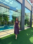QULOVEYENİ GELENLERYaka Detaylı Mürdüm Elbise