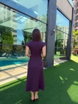 QULOVEYENİ GELENLERYaka Detaylı Mürdüm Elbise